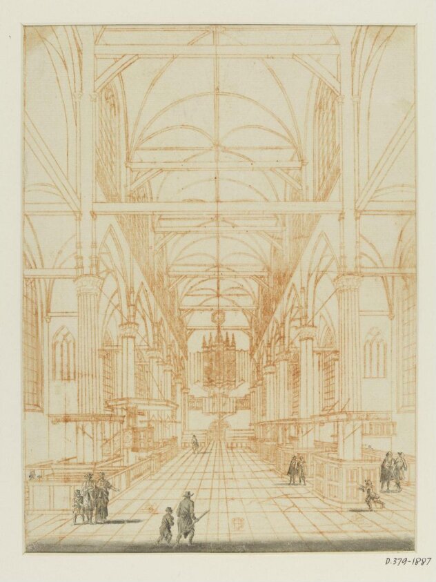 View of the interior of the Oude Kerk at Amsterdam, looking west towards the organ (18th century) by Jan Goeree