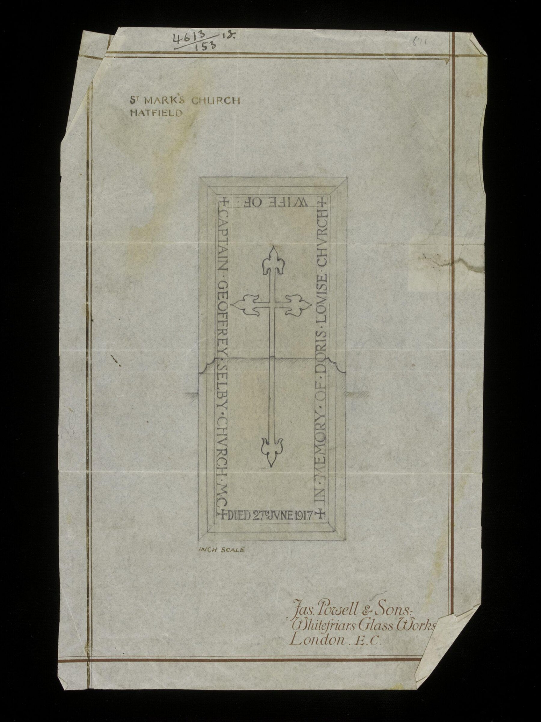 Drawing, James Powell & Sons, 1913