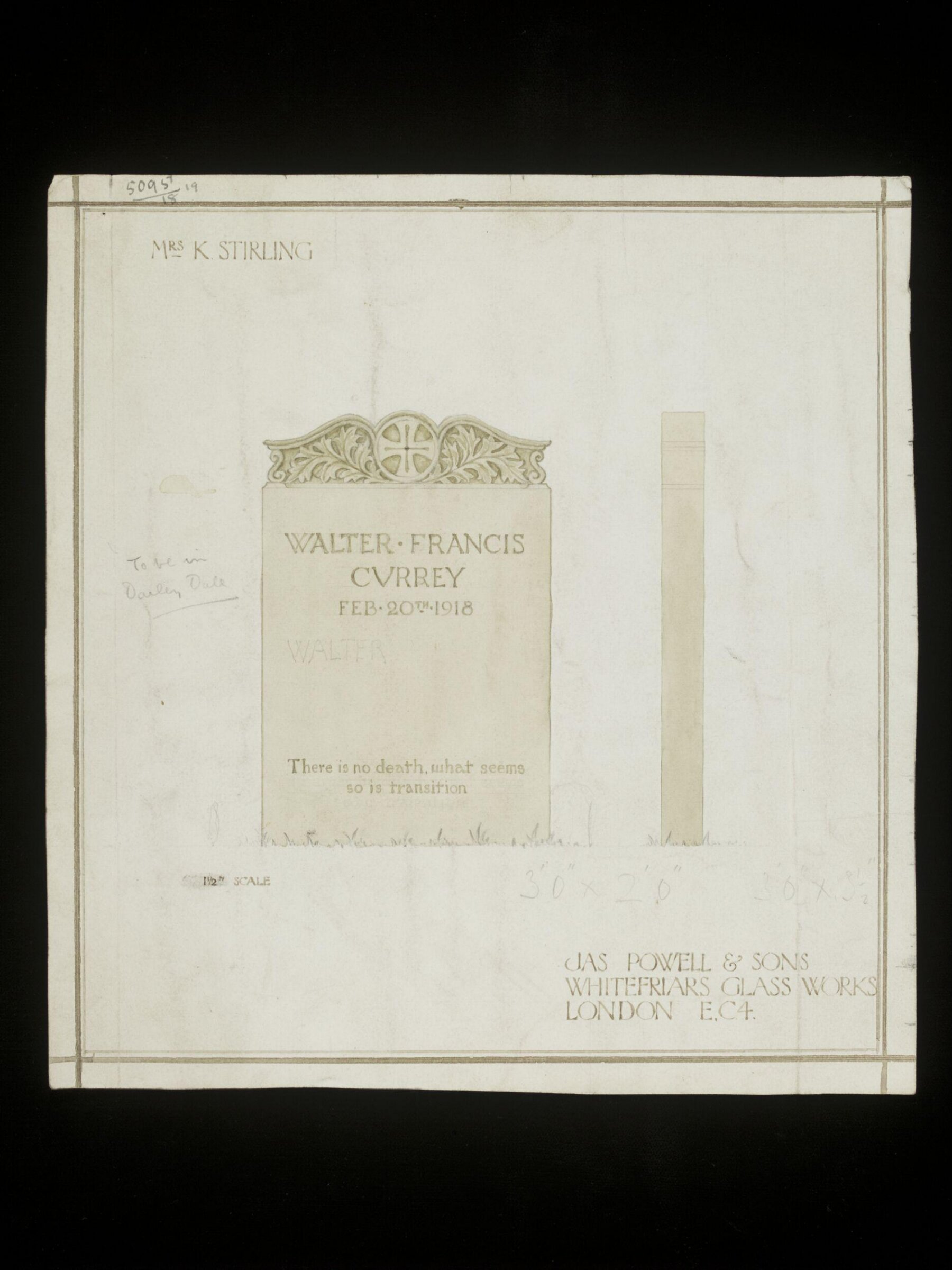 Drawing, James Powell & Sons, 1919