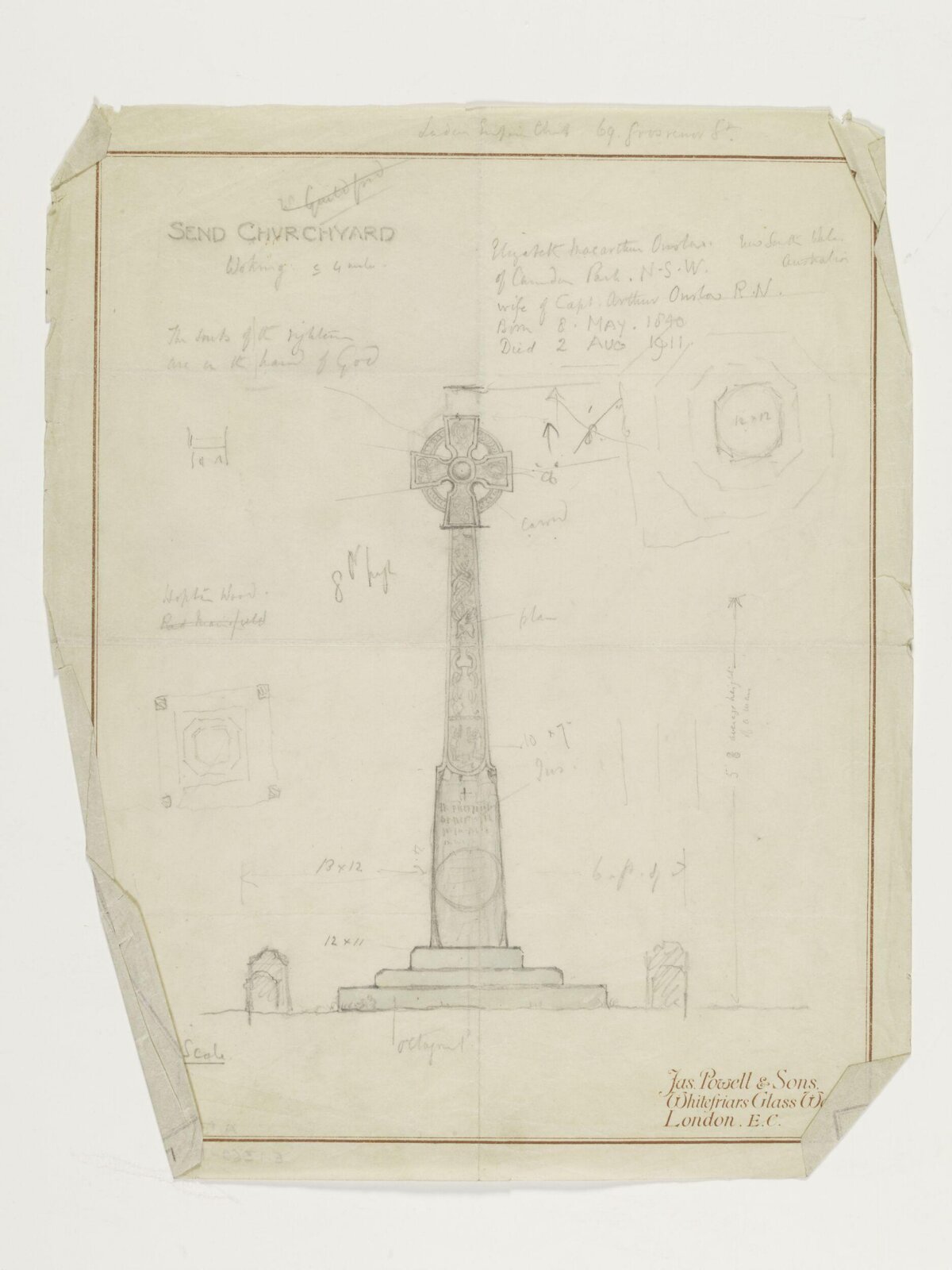 Drawing, James Powell & Sons, early 20th century