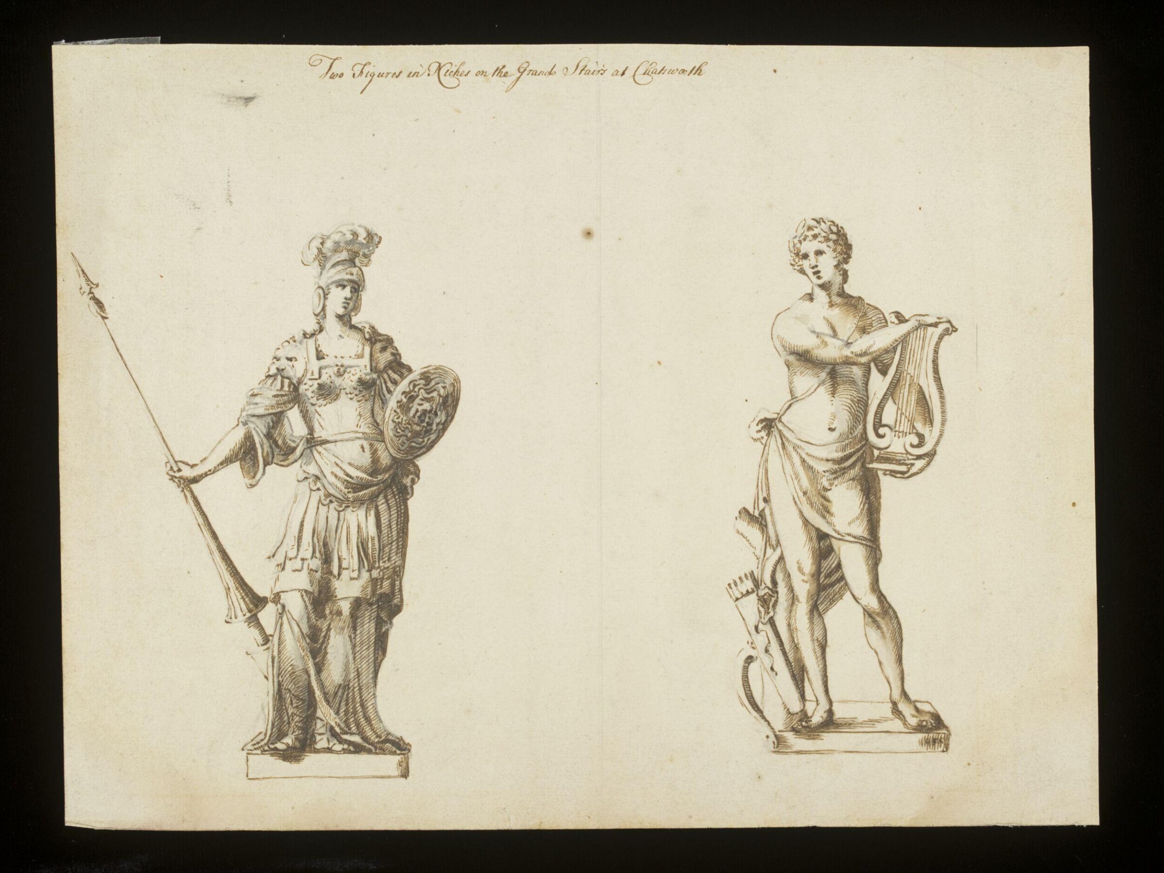 Two figures in Niches on the Grand Stairs at Chatsworth, Caius Gabriel Cibber, ca.1645-1700