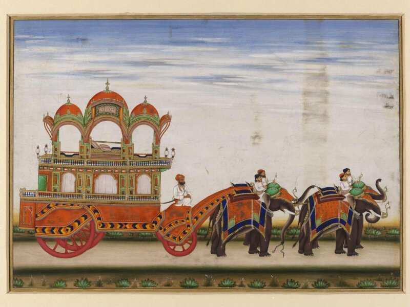 One of six figures from the Mughal emperor's ceremonial procession on the occasion of the Id.