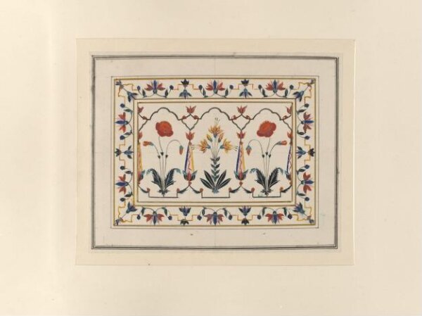 A specimen of illuminated calligraphy and ten drawings of pietra-dura ...