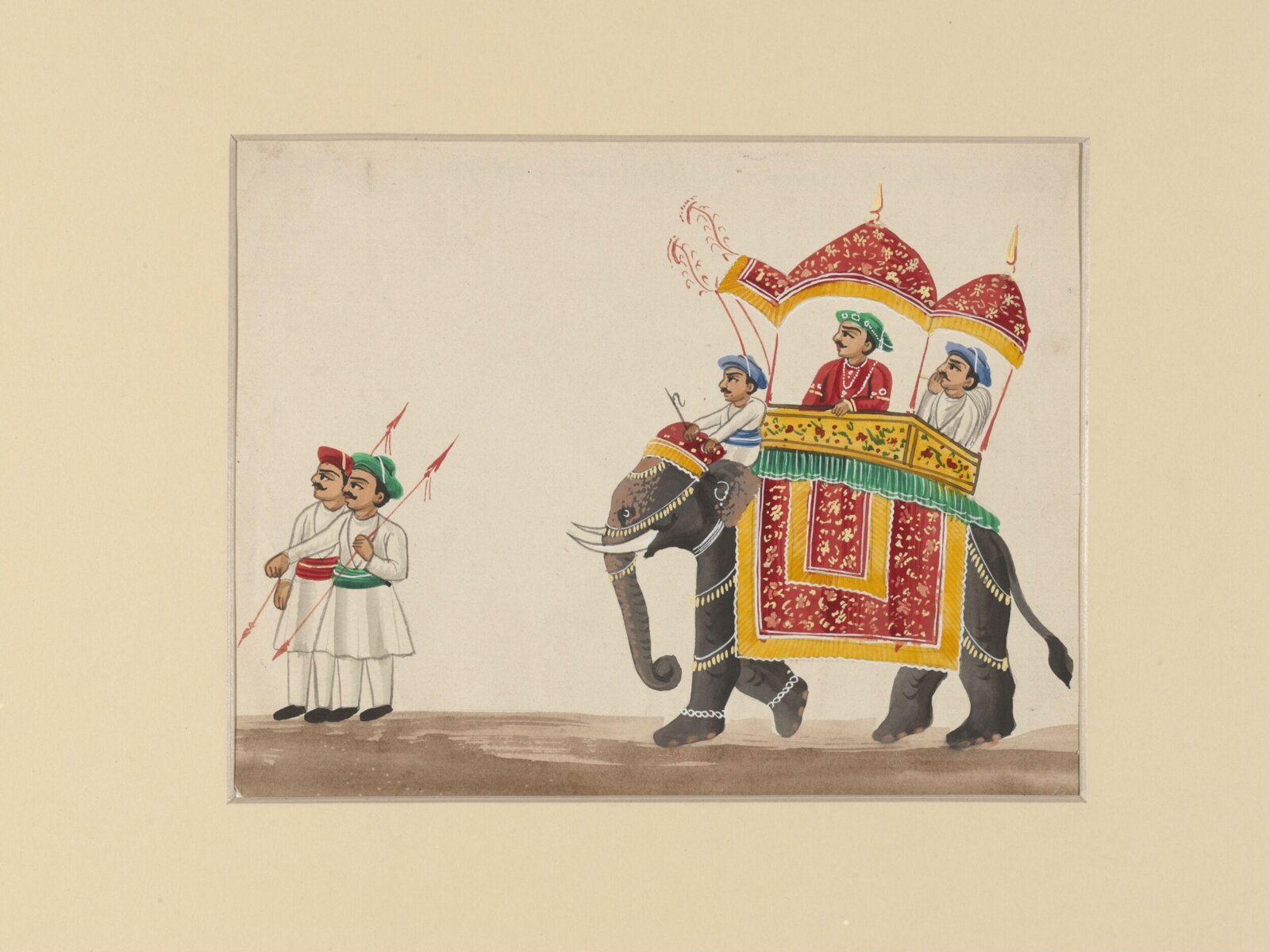 An elephant with double-canopied howdah, ca.1885