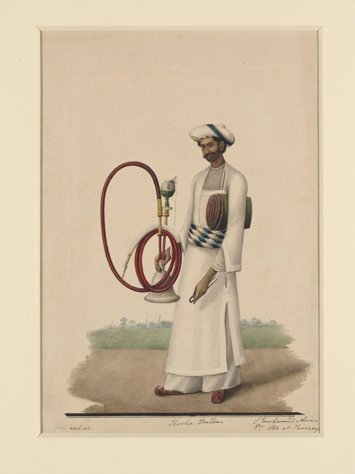 A 'huqqa-burdar', Shaikh Muhammad Amir, ca. 1845