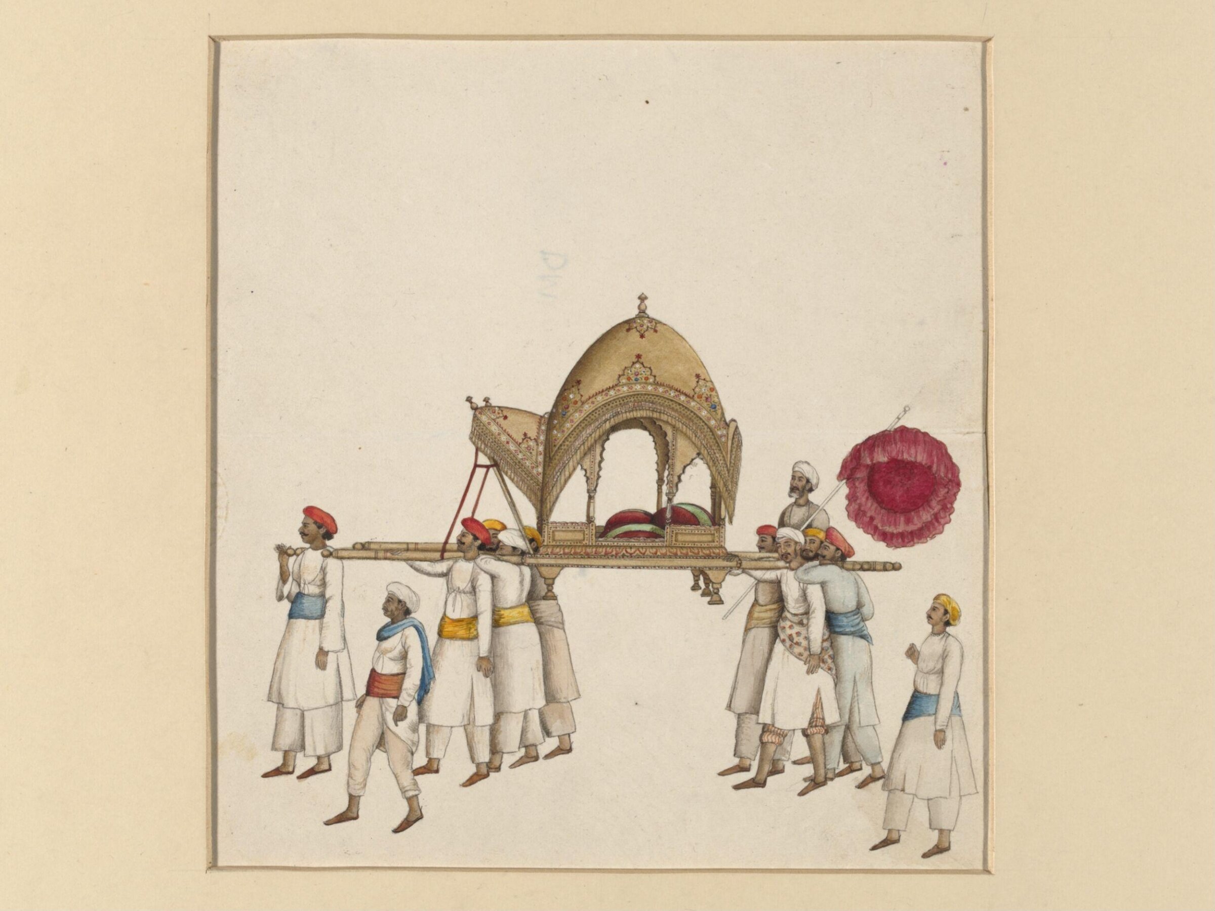 One of six figures from the Mughal emperor's ceremonial procession on the occasion of the Id, Mazhar Ali Khan, ca. 1840