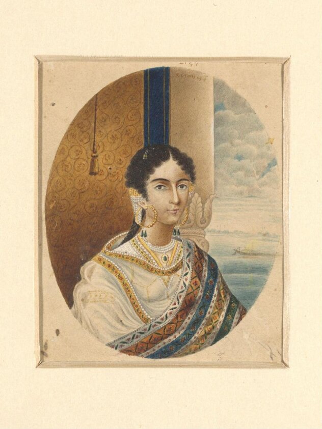 Head and shoulders portrait of an Indian lady (ca. 1850) by Lal