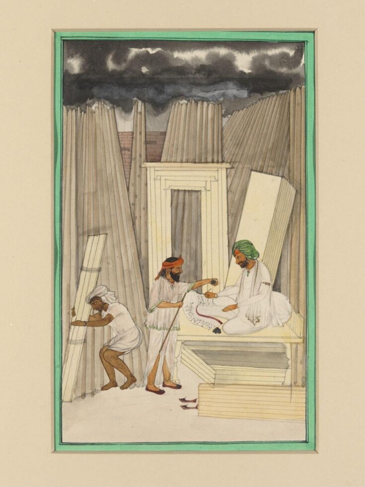 One of three drawings of Indian craftsmen top image