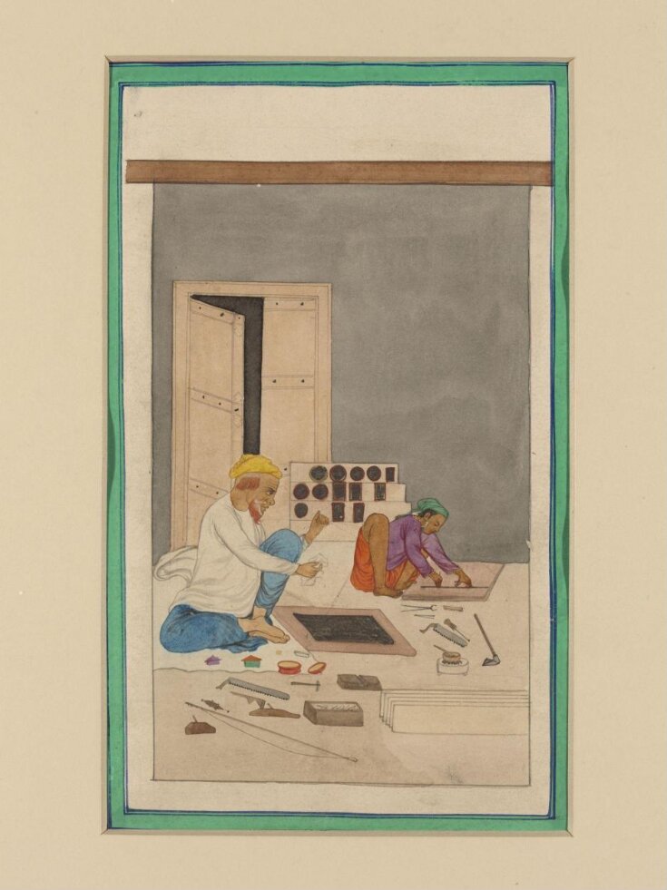 One of three drawings of Indian craftsmen. top image