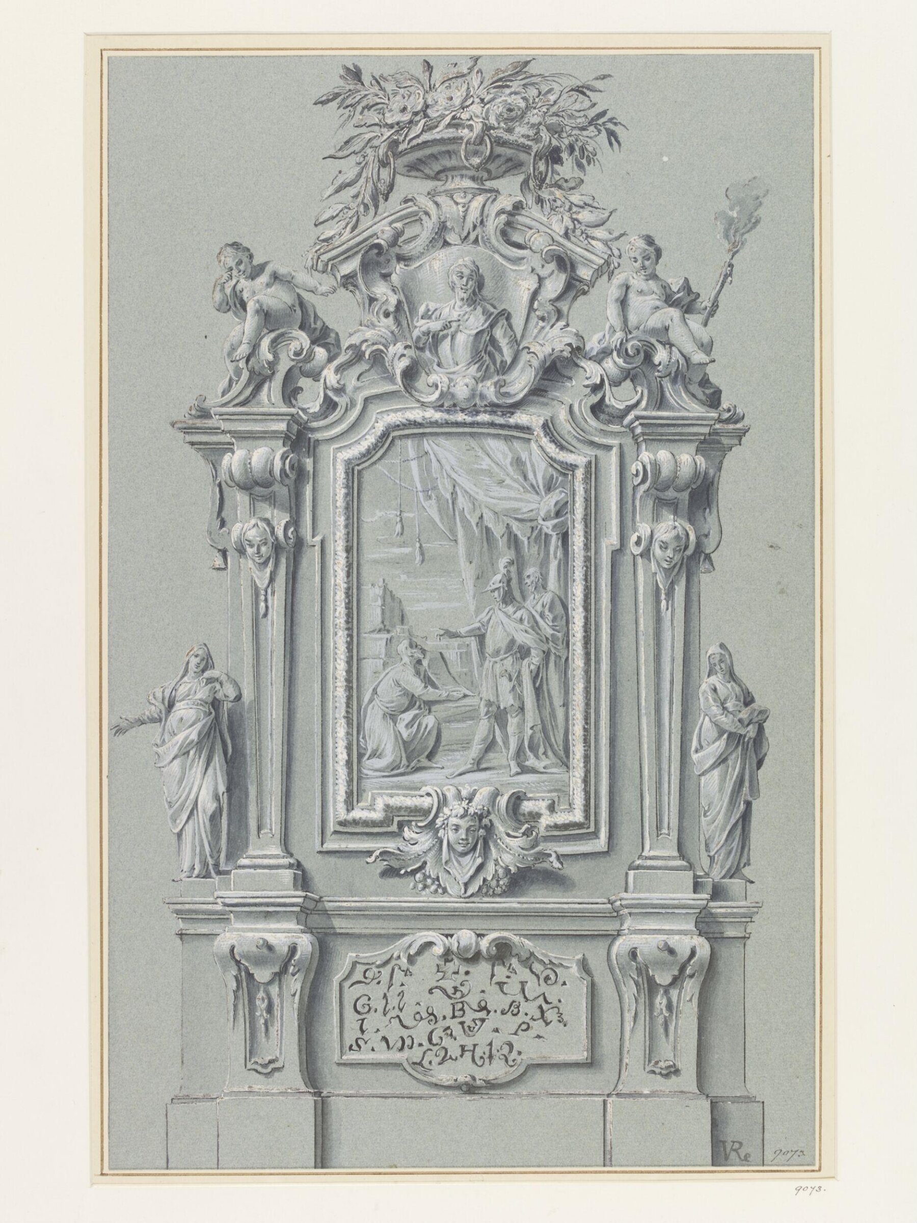 Design for a monument, or possibly a frontispiece to a book, Vincenzo Dal Re, before 1762