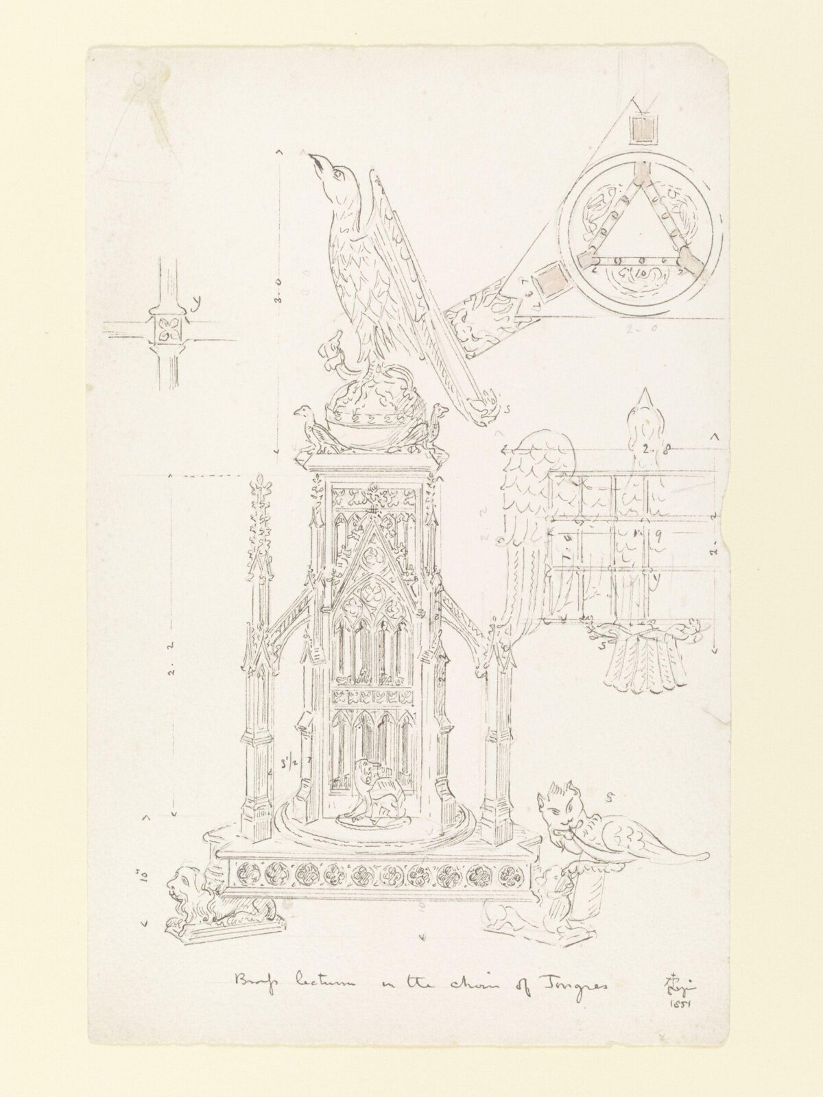 Drawing, A.W.N. Pugin, c. 1851