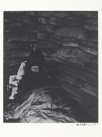 Old Lady in a Pimlico Air Raid Shelter, Her Silver-handled Umbrella Safely Tucked Away behind Her