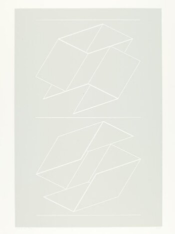 Plate 10 from the suite of ten entitled 'White Embossing on Gray'.