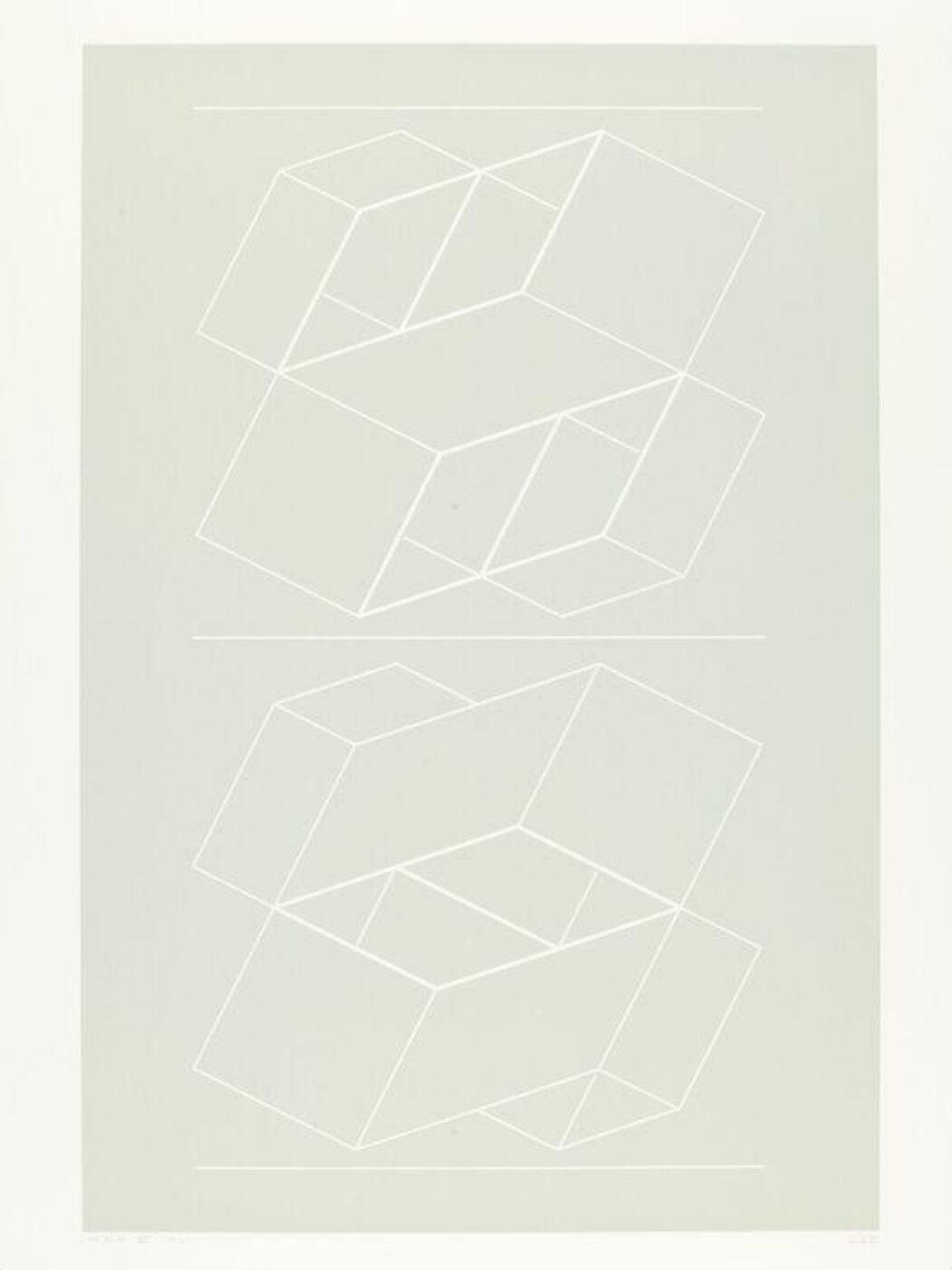 Josef Albers, Plate 6 from the suite of ten entitled 'White Embossing on Gray'.