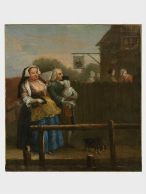 New River, at Islington with a Family Going Awalking, a Cow Milking, and the Horns Archly Fixed Over the Husband's Head, Francis Hayman, 1741-1742