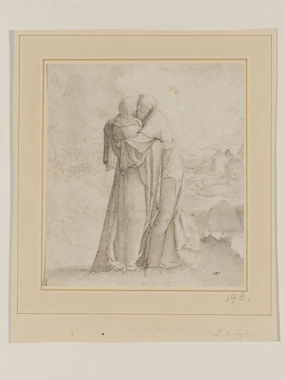 recto: Joachim Embracing Anna, Lucas van Leyden, 1661-1669