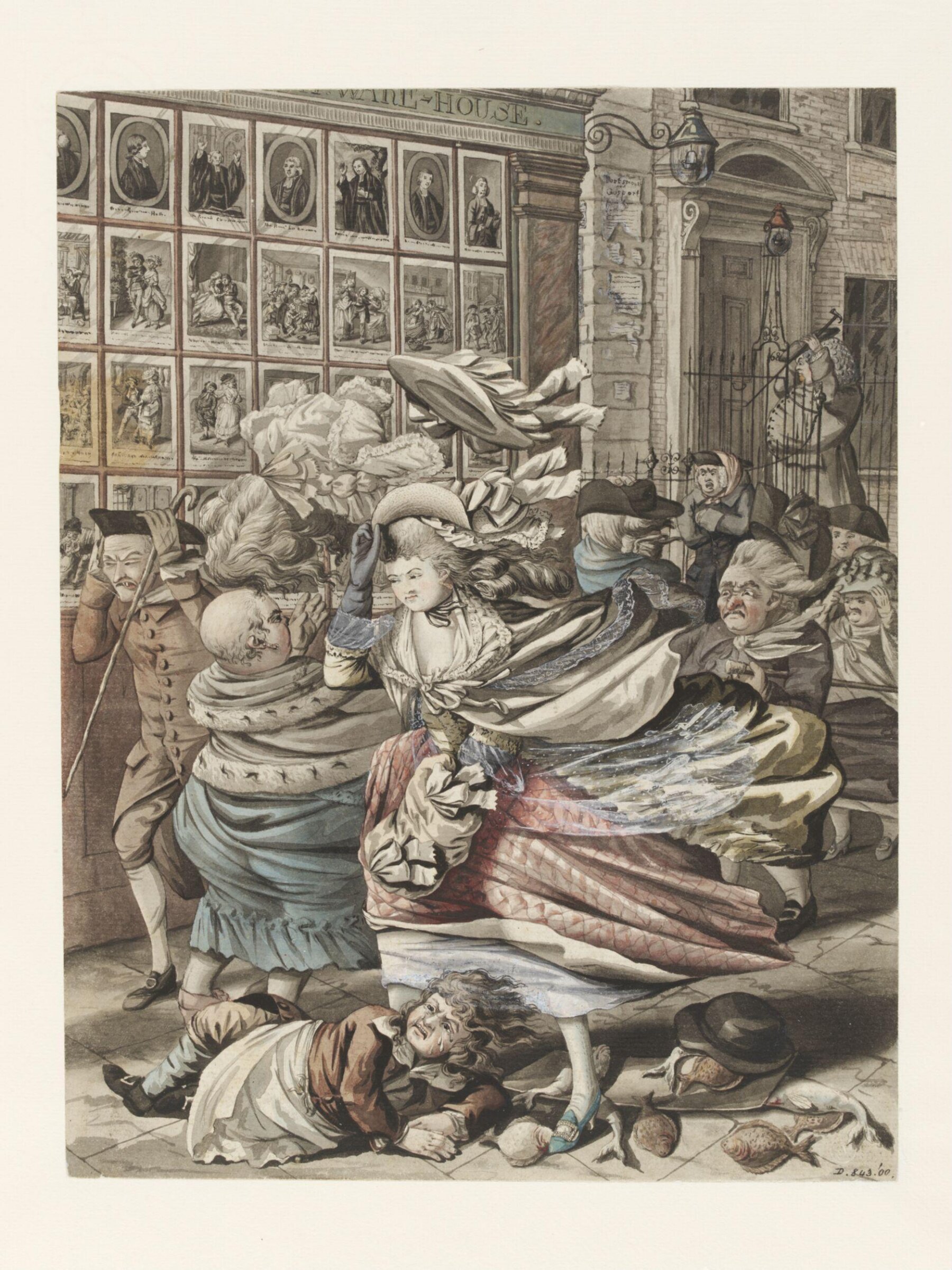 A Windy Day - scene outside the shop of Bowles, the printseller, in St. Paul's Churchyard, Robert Dighton, 1751-1814