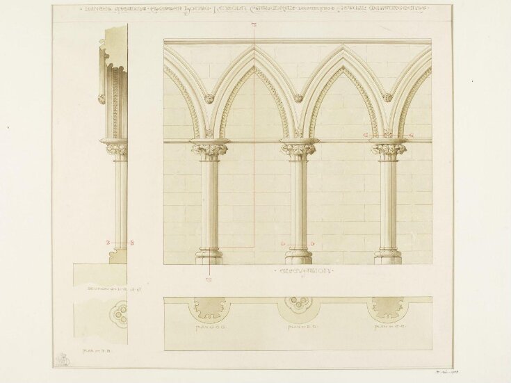 Lancet Arcading Chapter House, Lincoln Cathedral, Drawn from Actual Measurements' top image