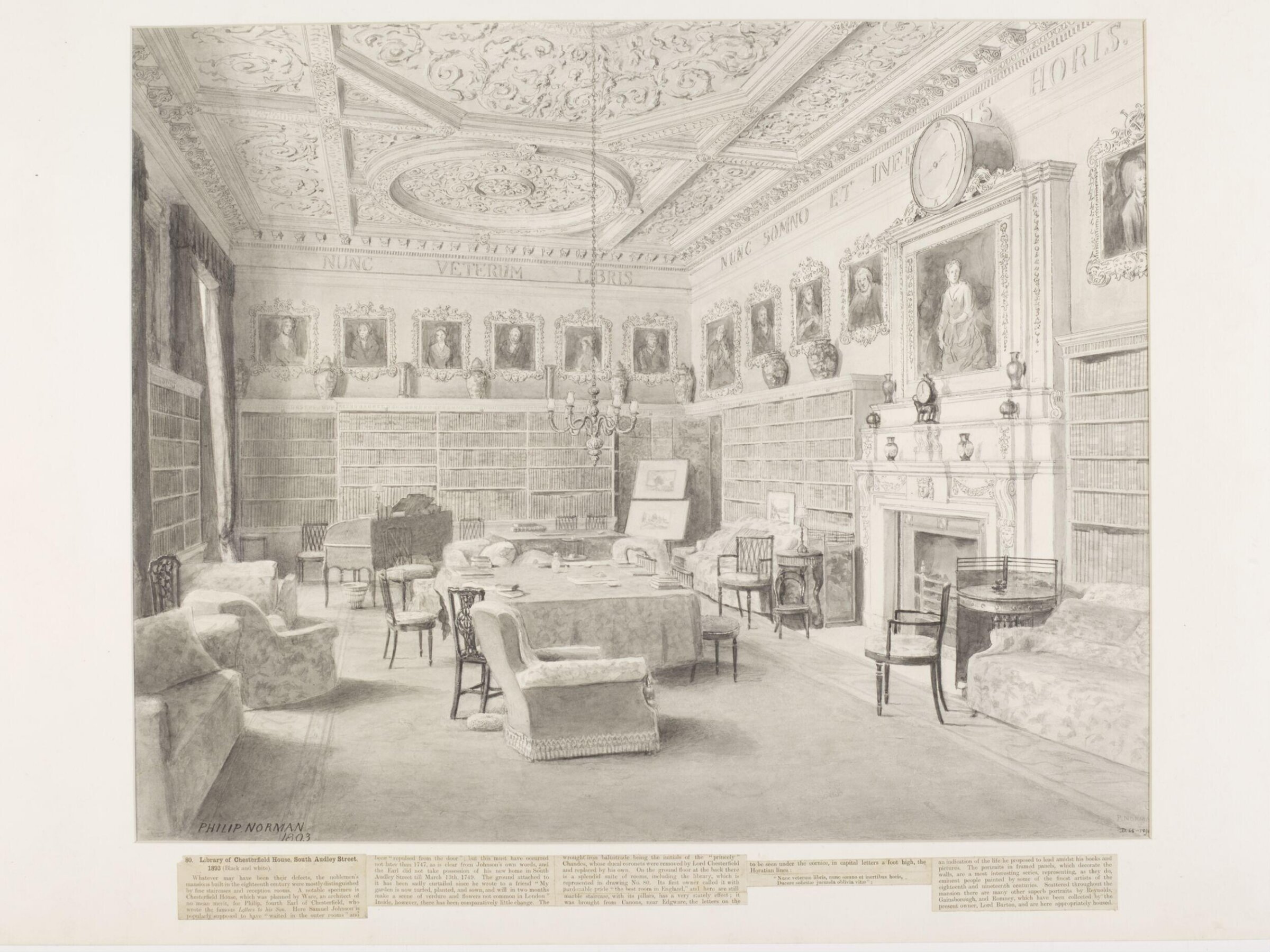 Interior of Library of Chesterfield House, Philip Norman, 19th century