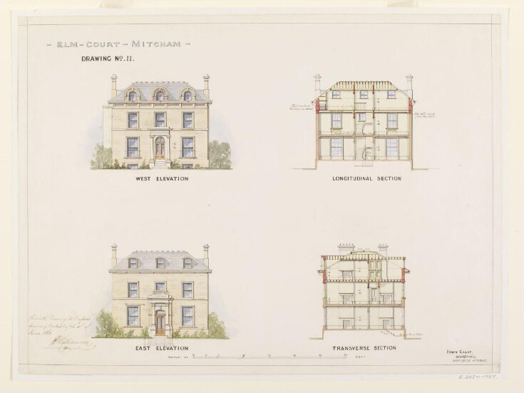 Design for improvements to Elm Court, Mitcham. 1860. top image