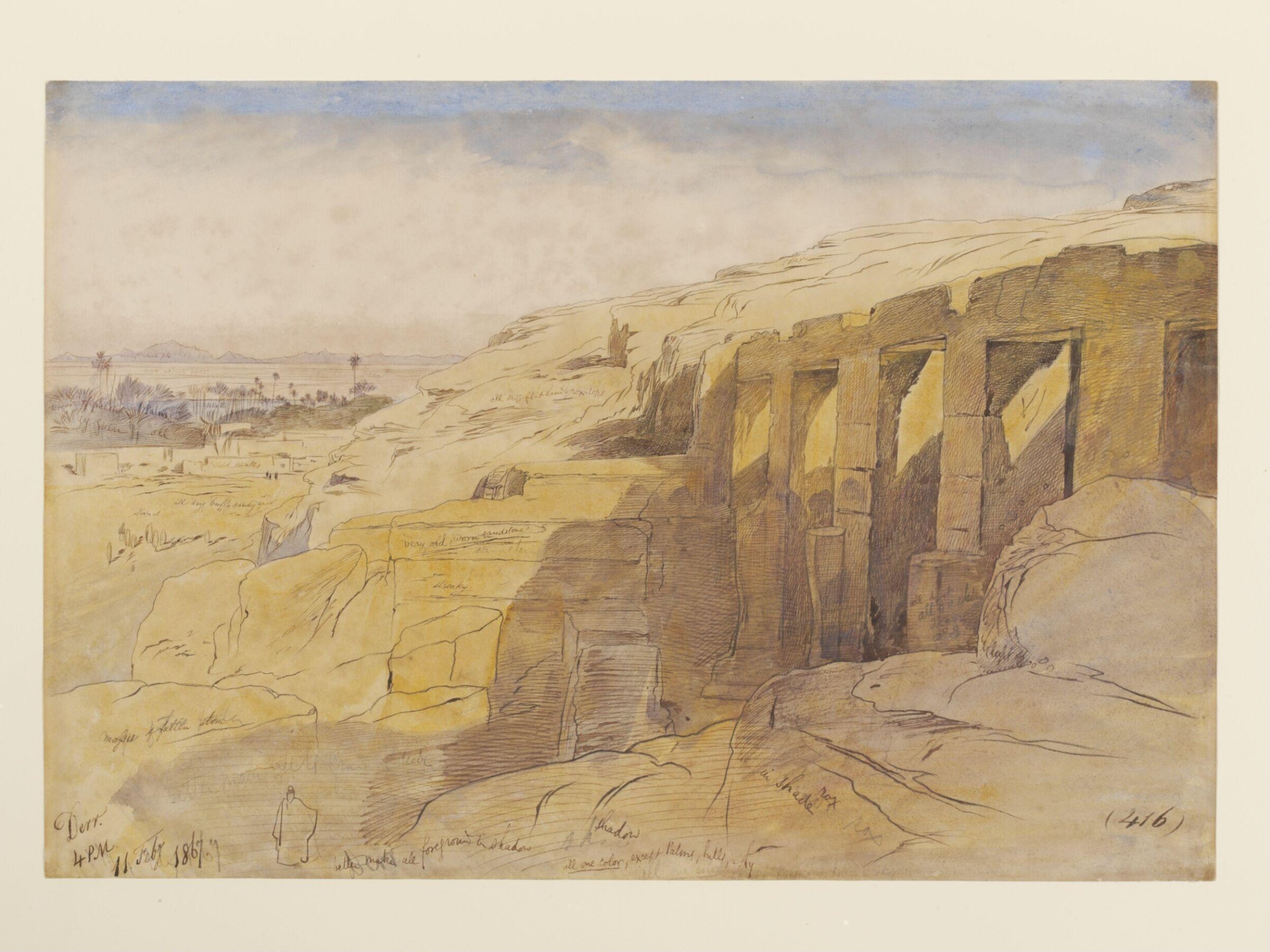 Temple at Derr, Nubia, Egypt, Edward Lear, 1867