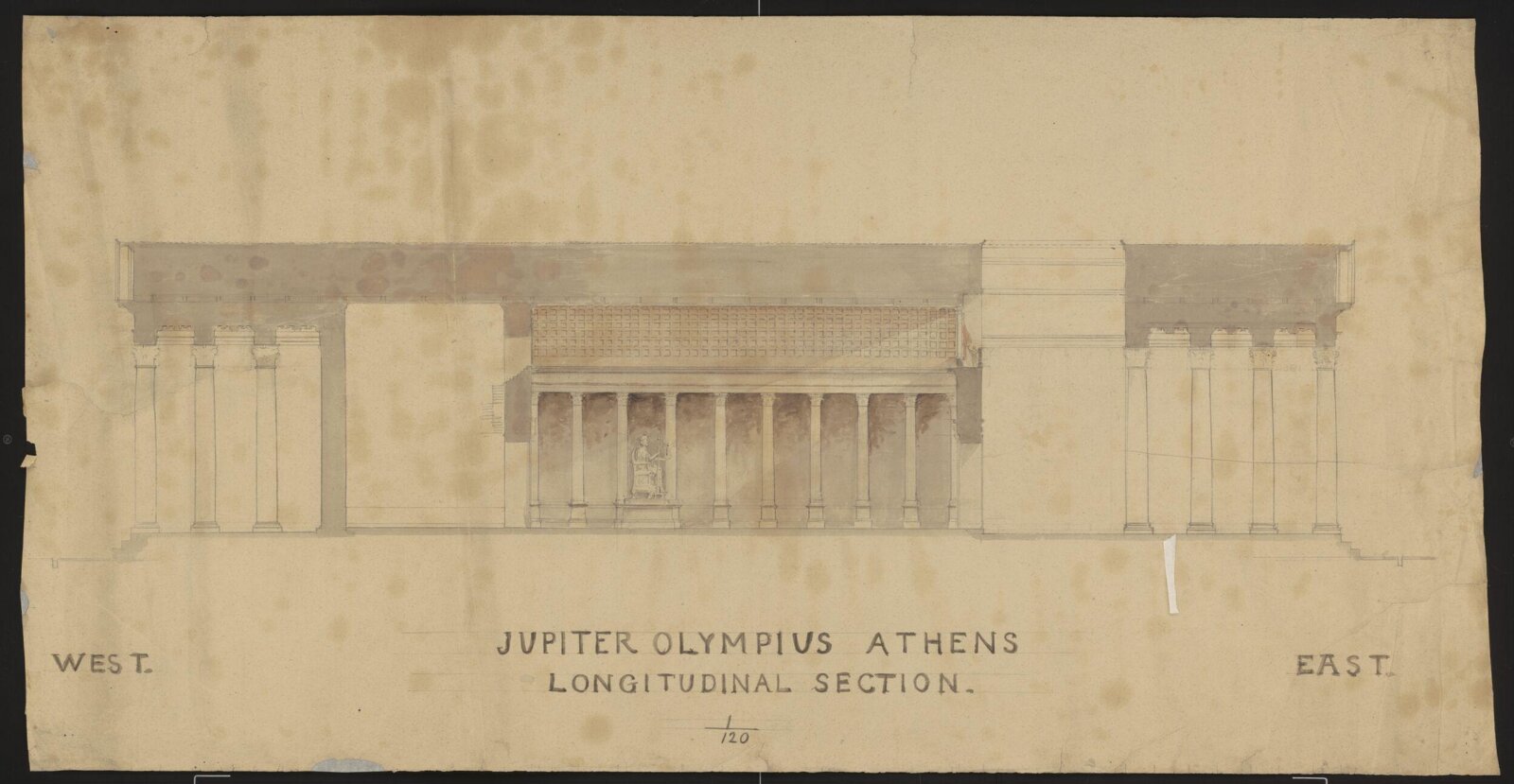 Jupiter Olympius Athens. Longitudinal Section., Francis Cranmer Penrose, late 19th century
