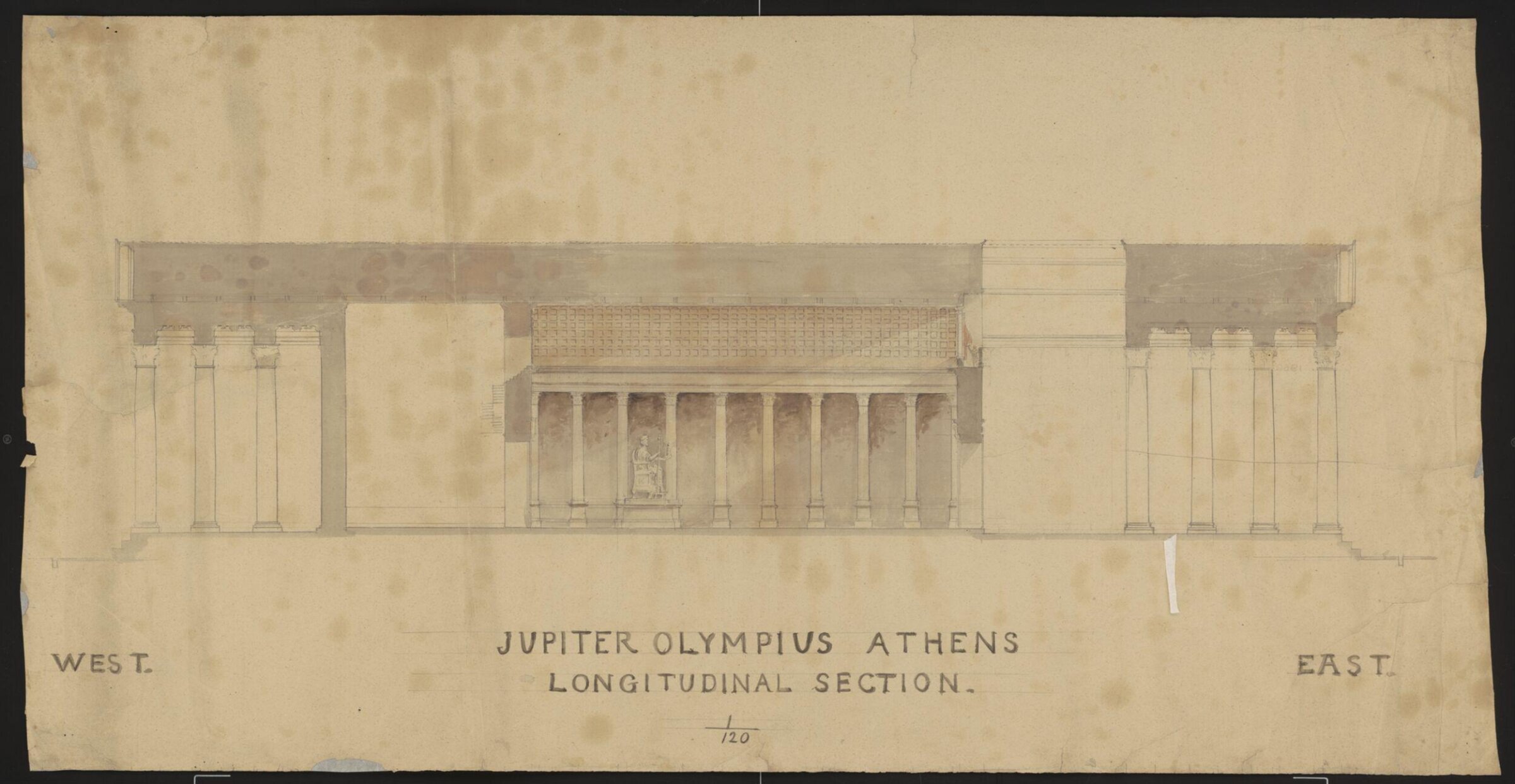 Jupiter Olympius Athens. Longitudinal Section., Francis Cranmer Penrose, late 19th century