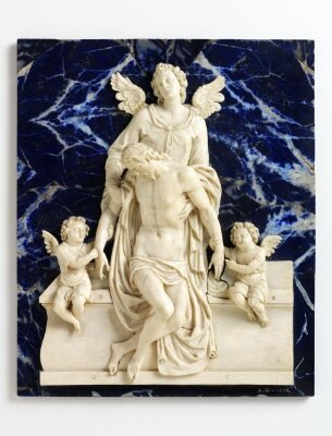 Christ at the tomb supported by a winged figure, with two winged putti, ca. 1600-1625