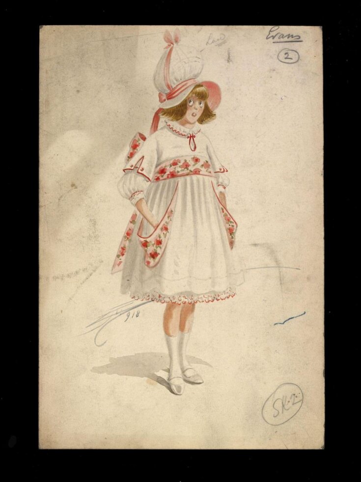 Costume design for Will Evans as Flossie in The Babes in the Wood ...