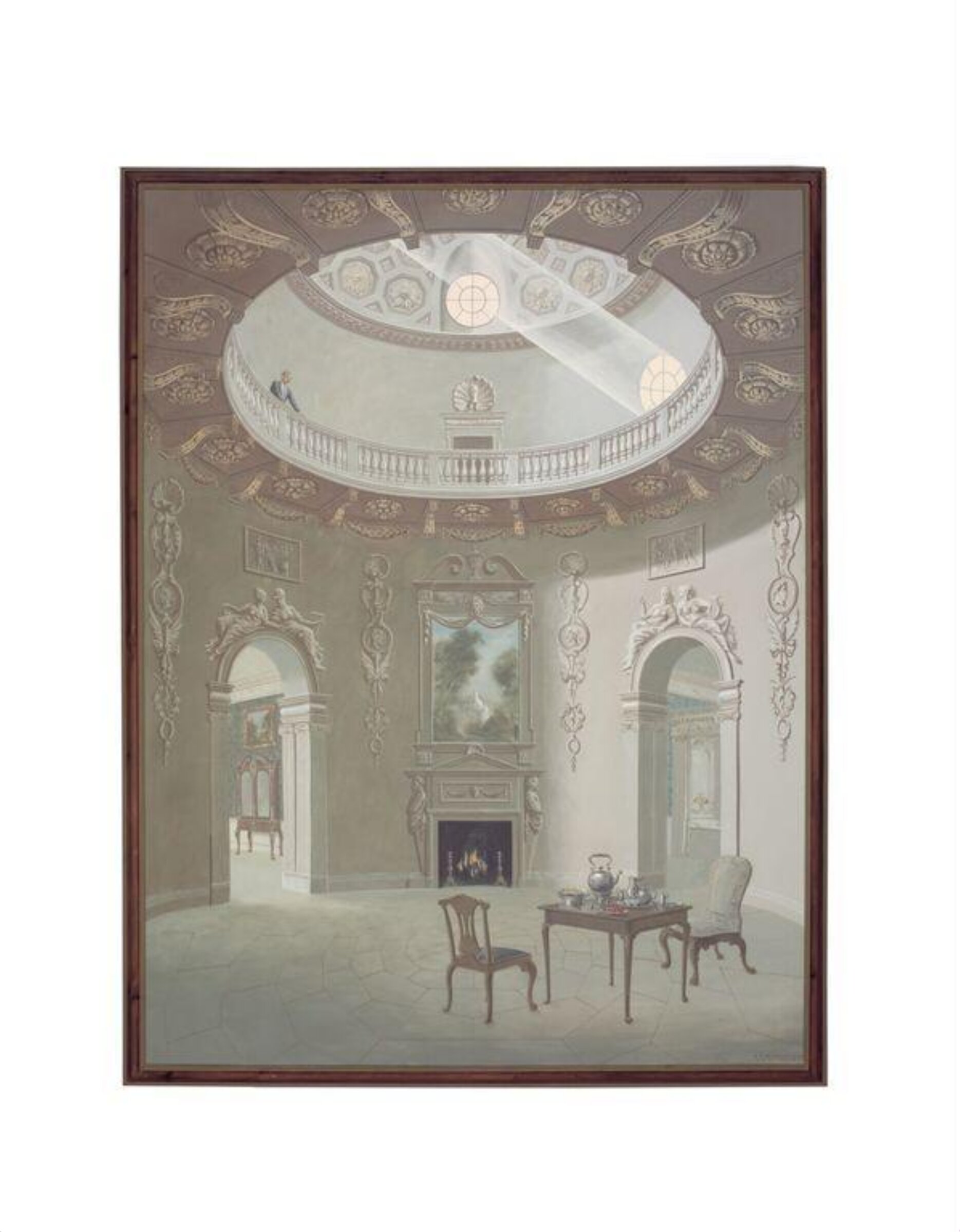 Architectural capriccio, one of five decorative paintings from the V&A 'Painted Room', Alan Dodd, 1986