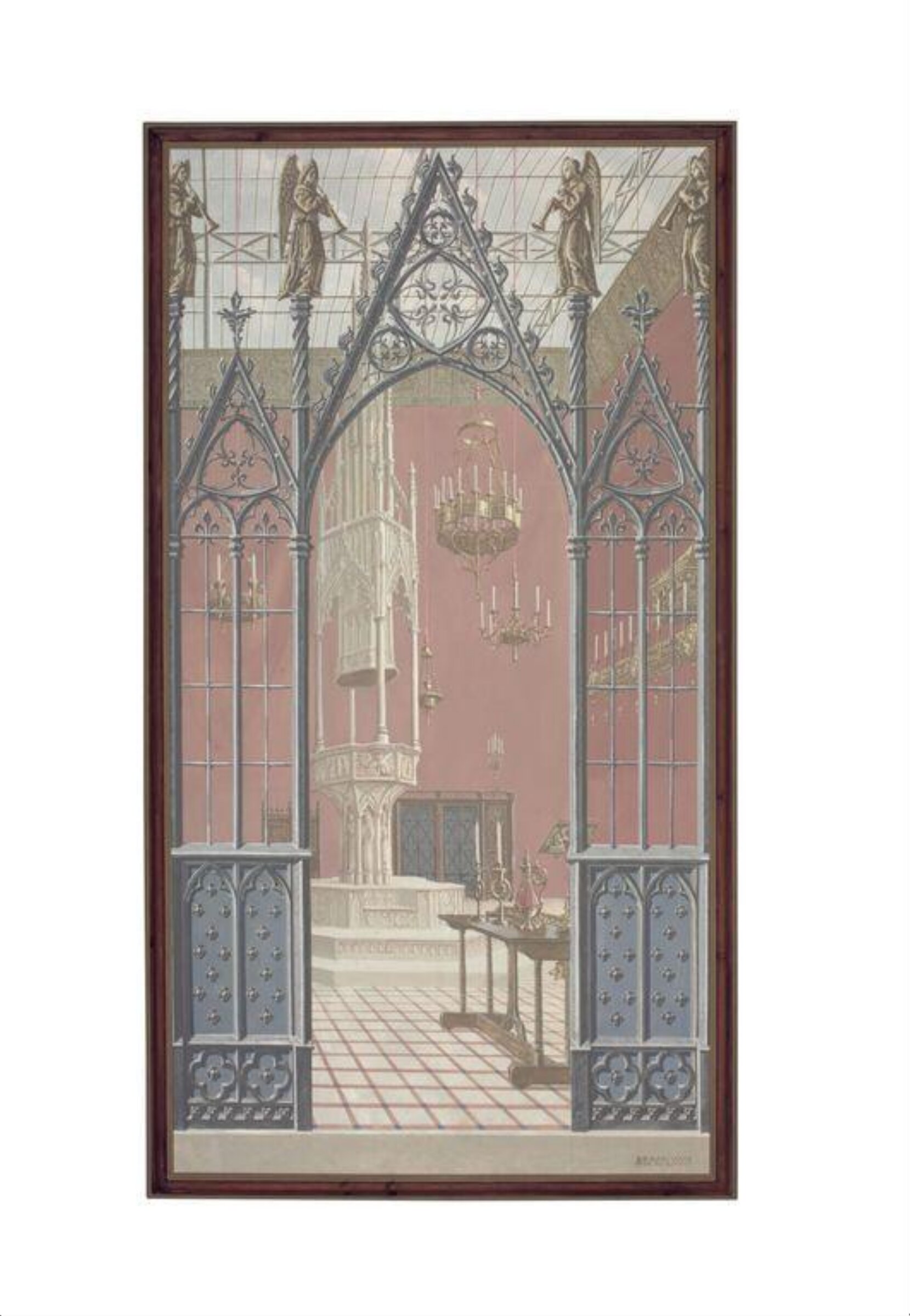 Architectural capriccio, one of five decorative paintings from the V&A 'Painted Room', Alan Dodd, 1986