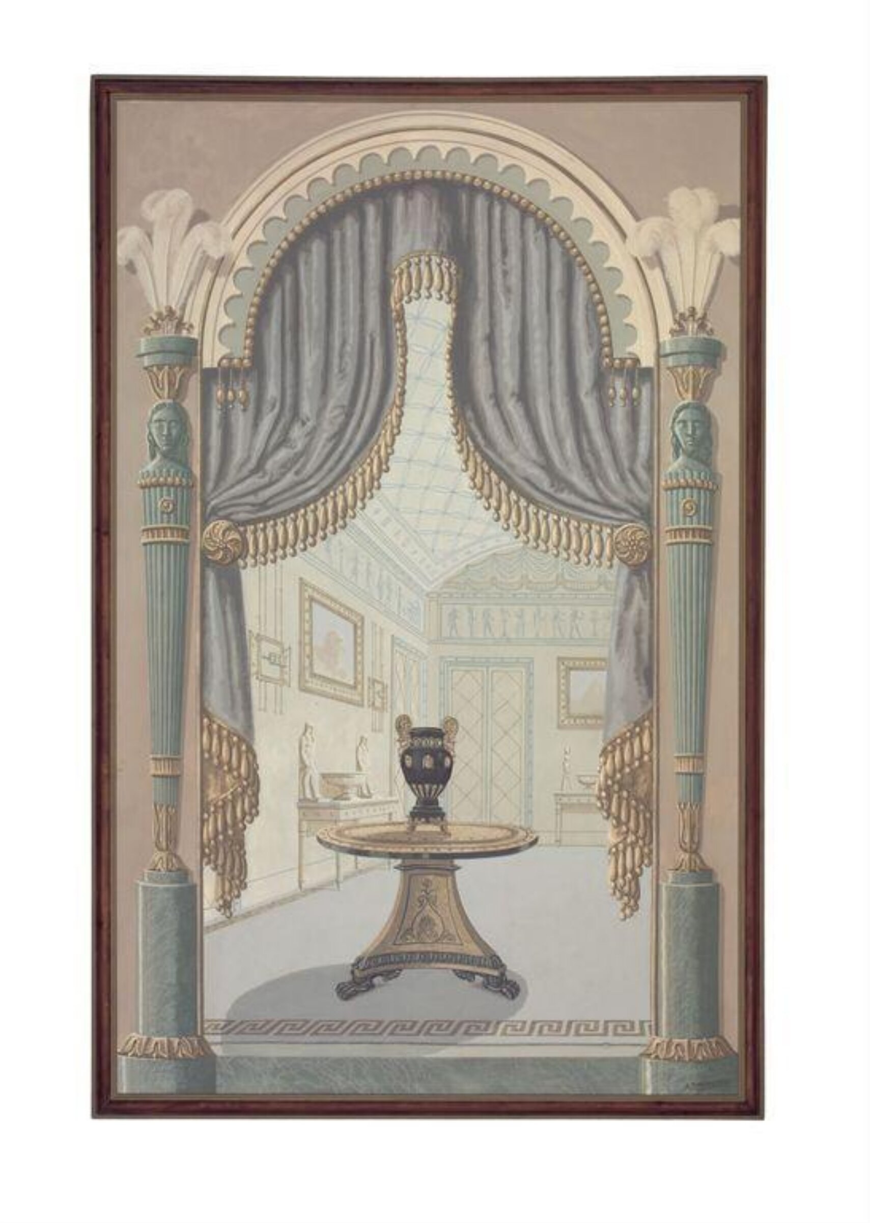 Architectural capriccio, one of five decorative paintings from the V&A 'Painted Room', Alan Dodd, 1986
