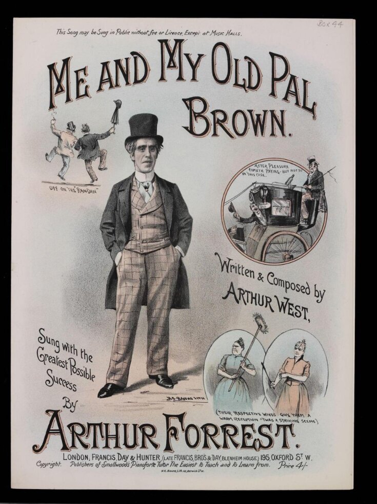 Music sheet fo Me and My Old Pal Brown sung by Arthur Forrest, written and composed by Arthur West top image