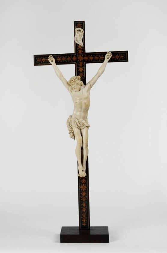 Crucifix ivory and wood with metal fixings