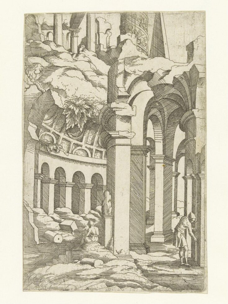 Ruins with a seated draftsman top image