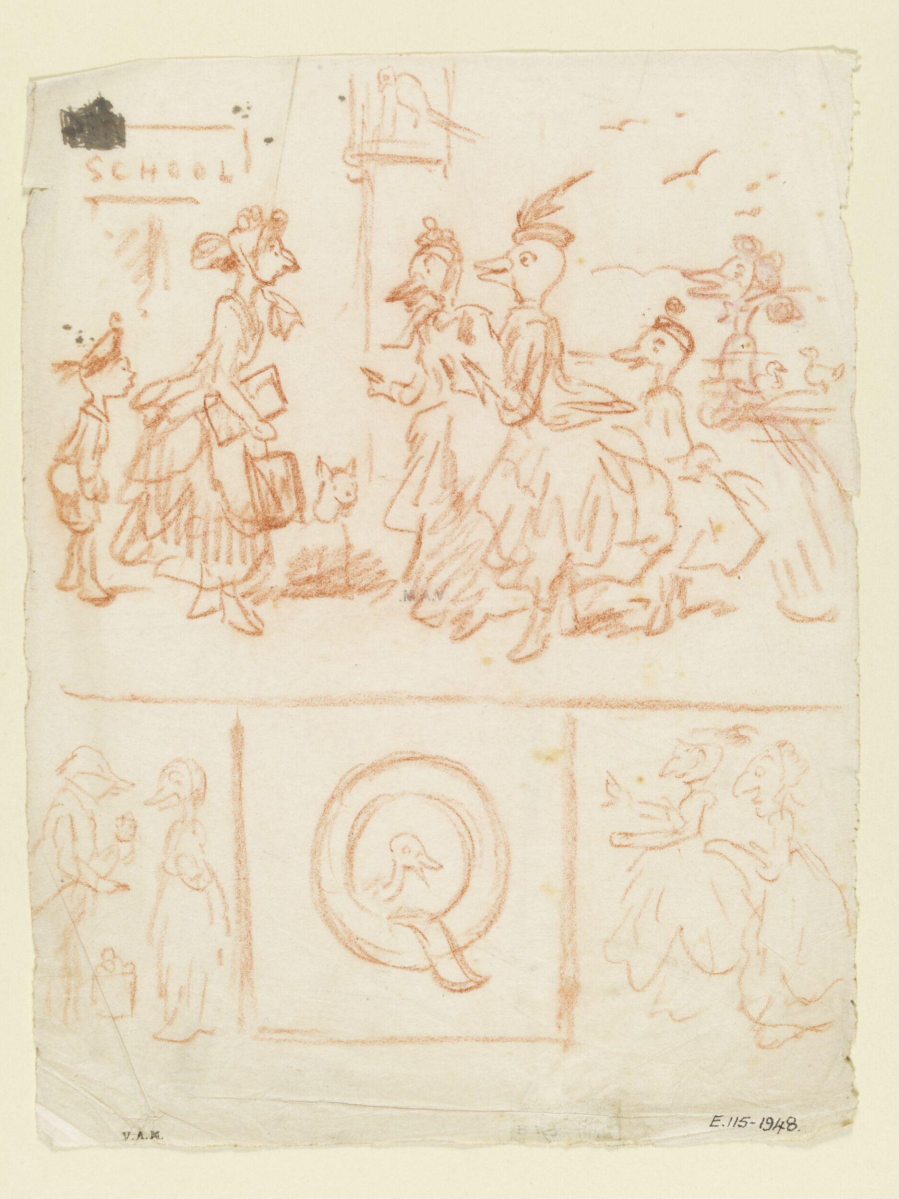 Designs for a child's alphabet book, showing animals in human dress, Hablot Knight 'Phiz' Browne, 1815-1882