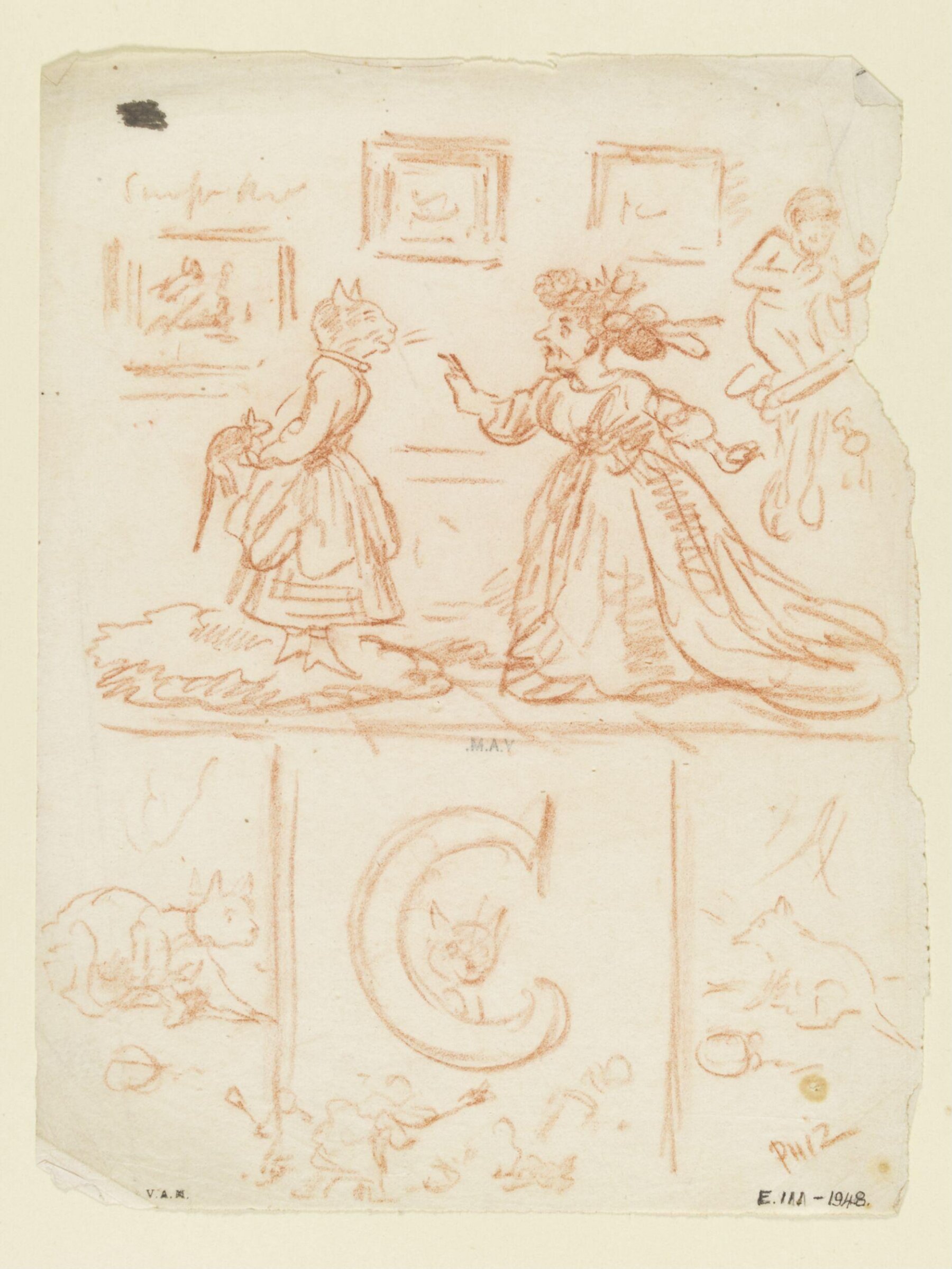 Designs for a child's alphabet book, showing animals in human dress, Hablot Knight 'Phiz' Browne, 1815-1882