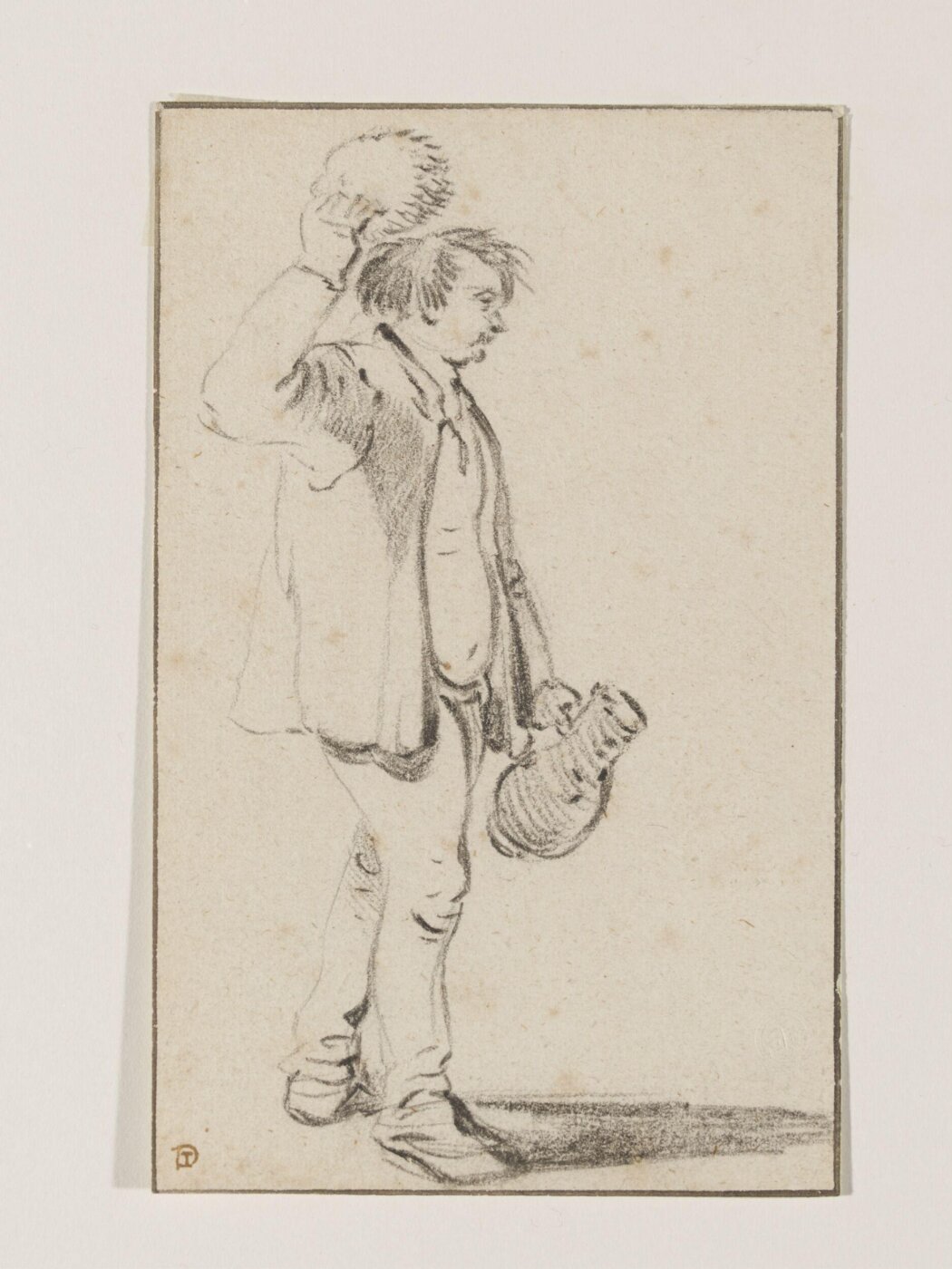 David Teniers the younger, A Standing Man Holding a Jug in his Left Hand and Raising his Cap with his Right
