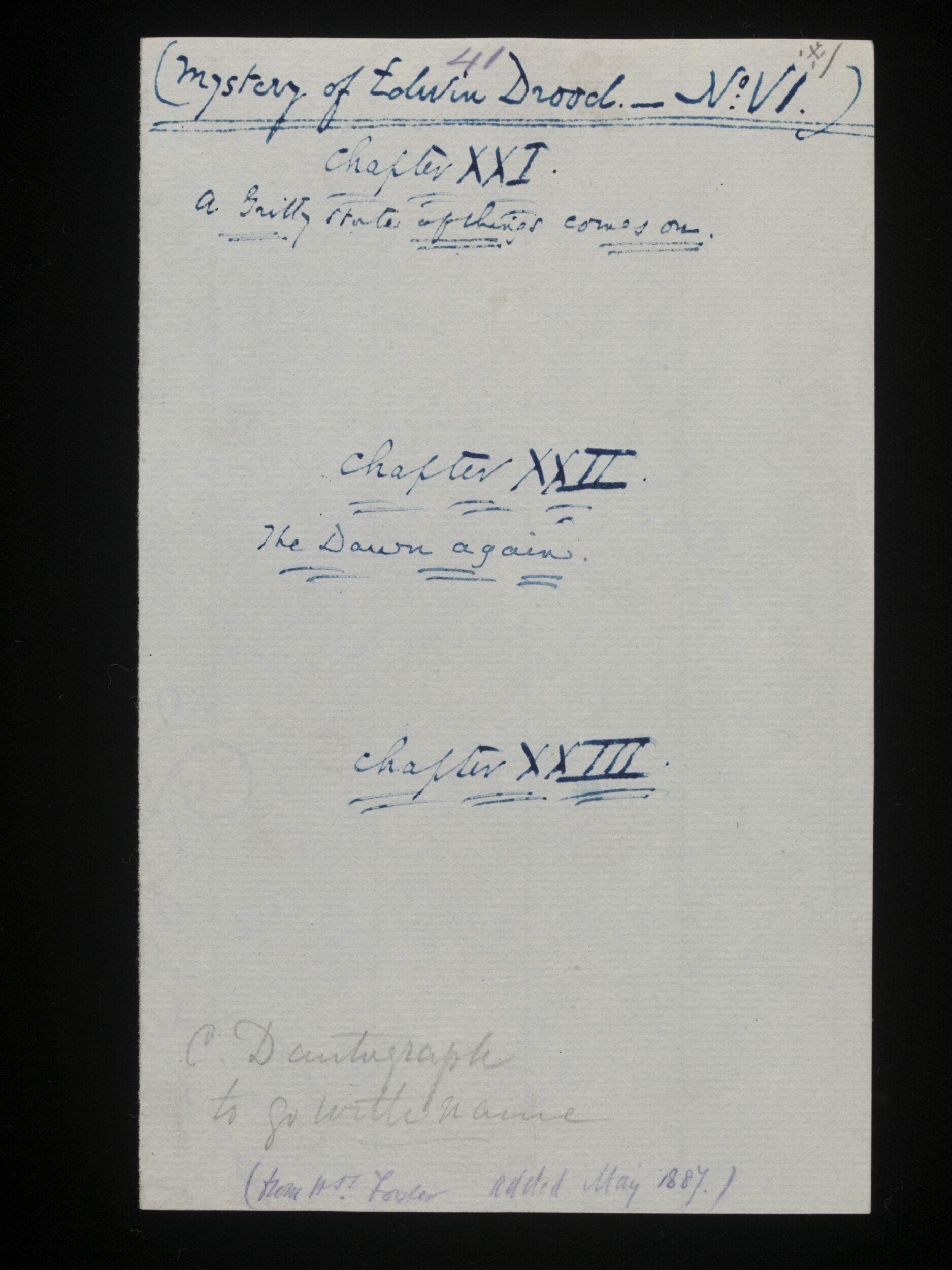Original manuscript of The Mystery of Edwin Drood, by Charles Dickens, vol. 1