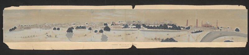 Panoramic view of the city of Lahore showing the Lahore Fort on the right.
