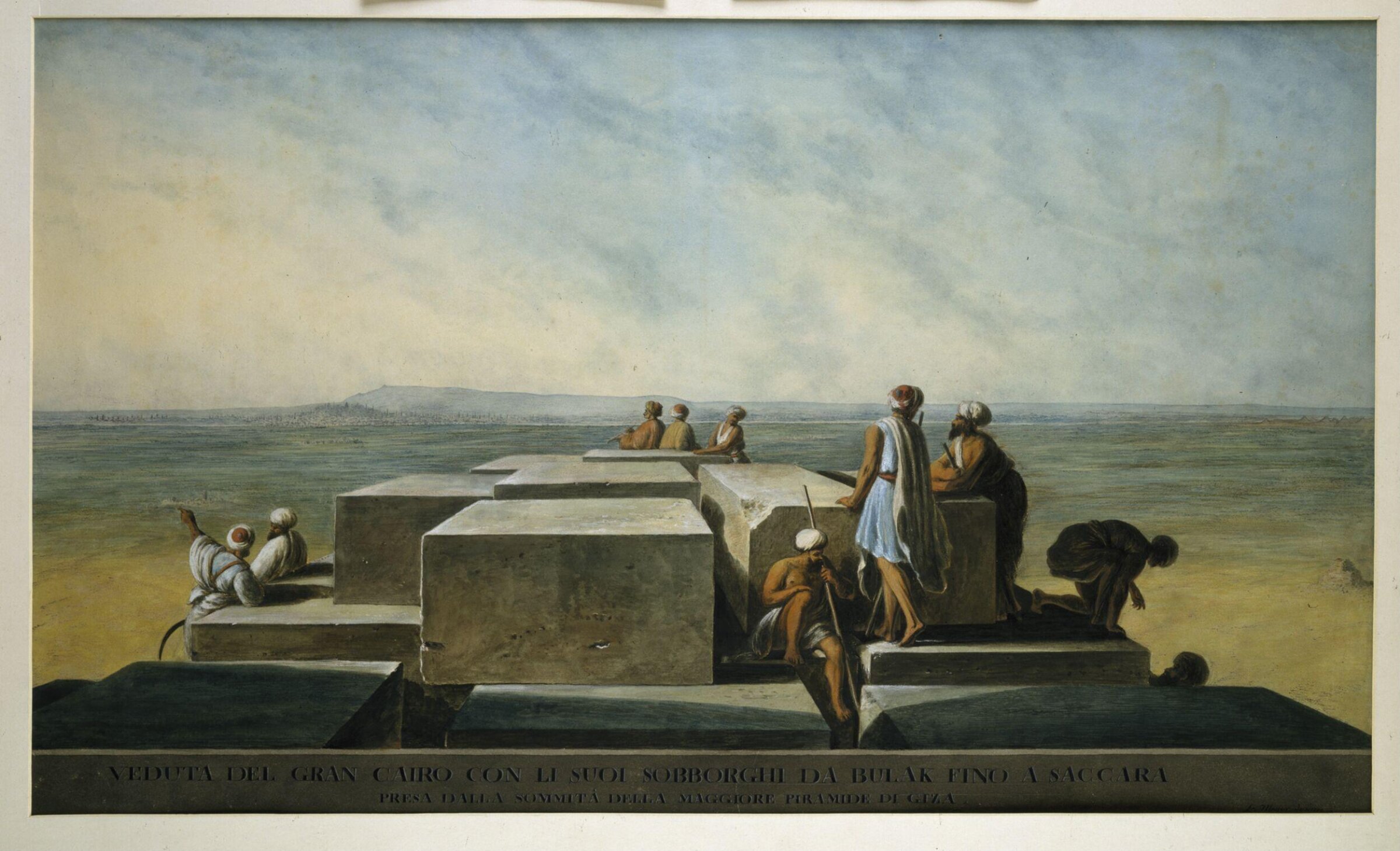View of Grand Cairo from the Summit of the Great Pyramid of Giza, Luigi Mayer, ca. 1800