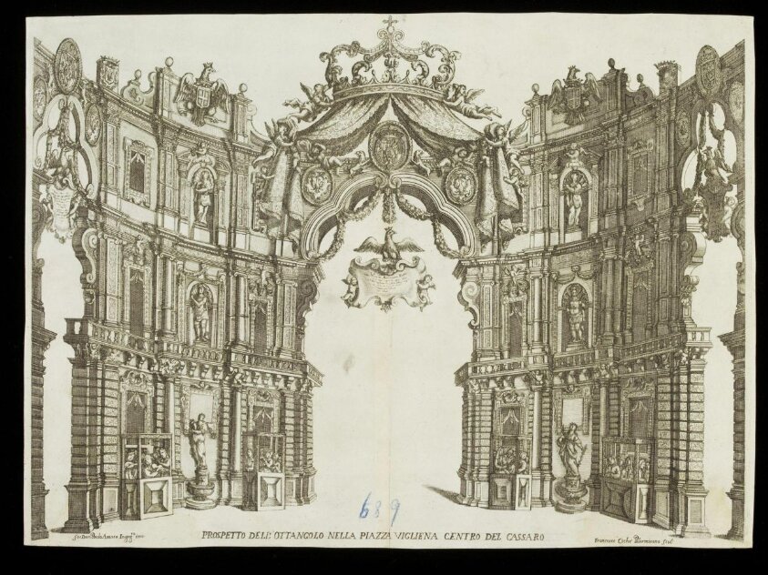 Prospetto Dell'Ottangolo Nella Piazza Vigliena Centro Del Cassaro  (c. 1680 - 1714) by Francesco Amato