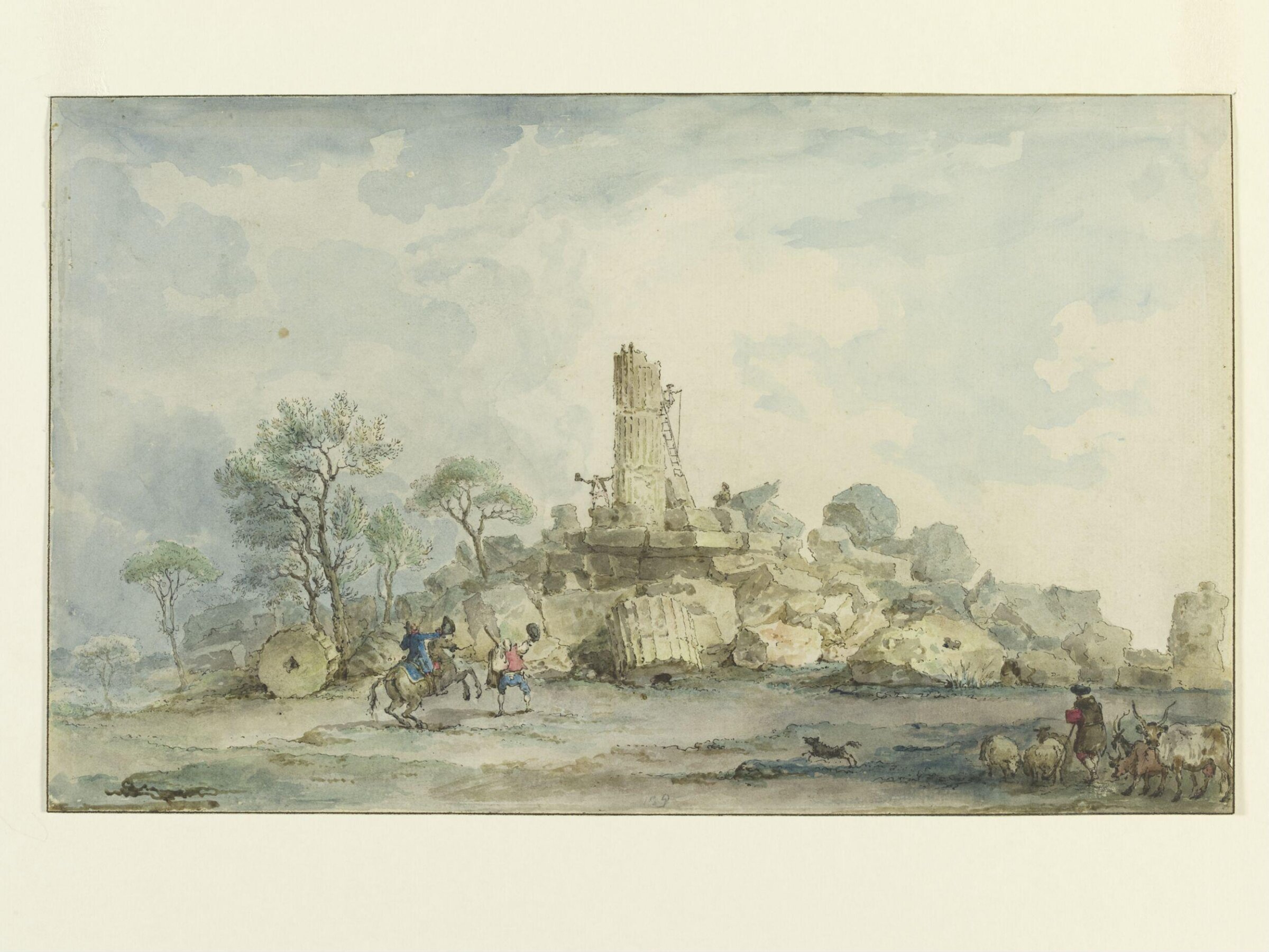 View of the Ruins of the temple of Hercules at Agrigentum, Louis Jean Desprez, 1778-85