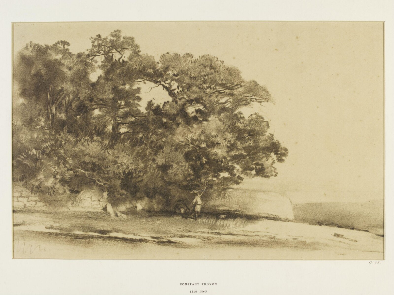 Landscape with shepherds, Constant Troyon, 19th century