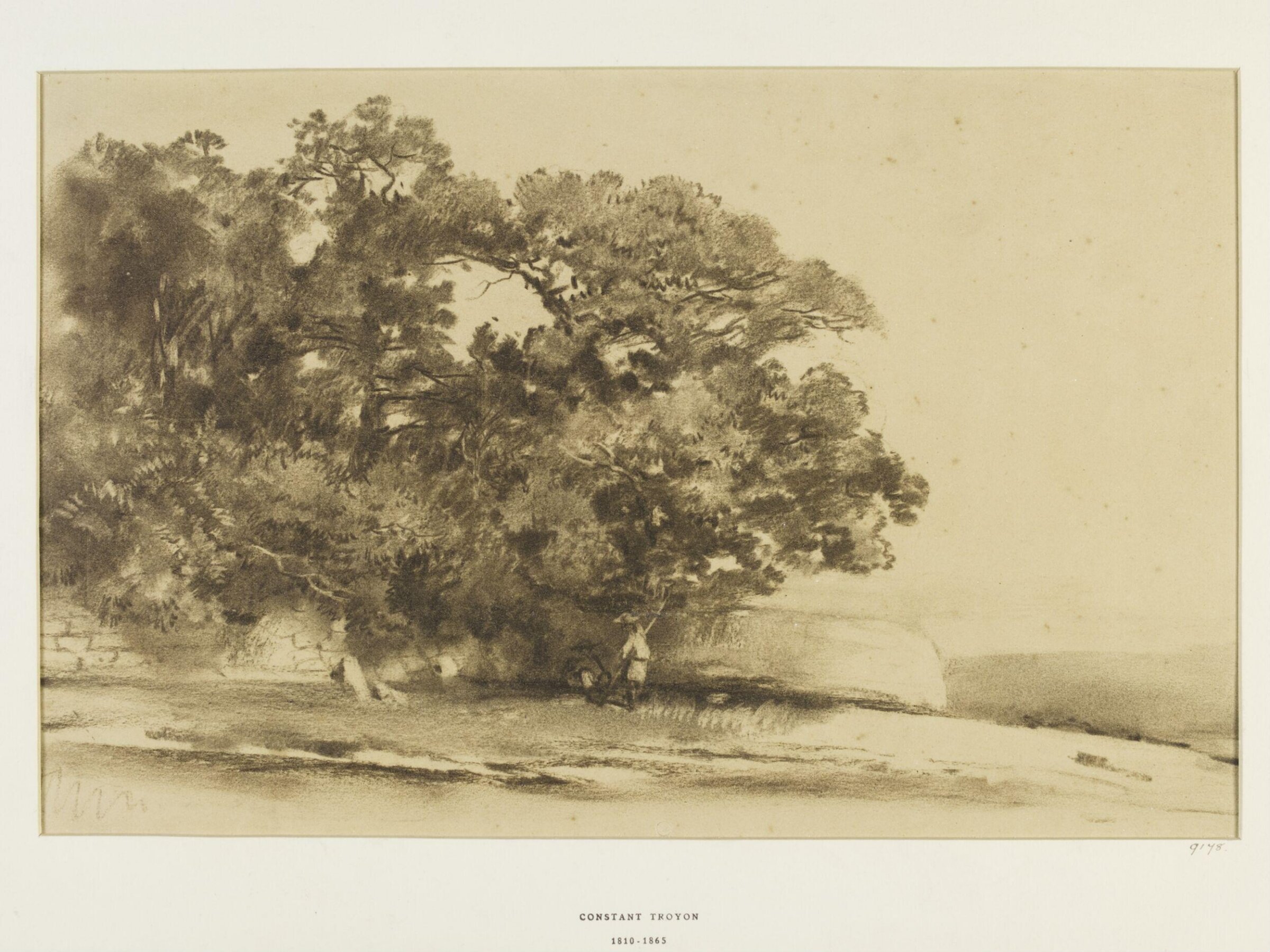 Landscape with shepherds, Constant Troyon, 19th century