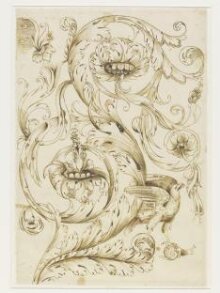 Decorative acanthus scrollwork with bird of prey and snail  thumbnail 1