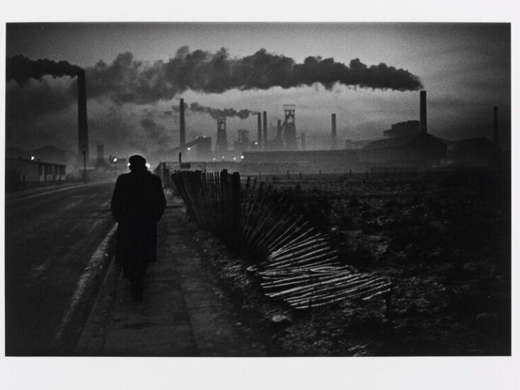 Winter, man going to the early shift, steel works, Hartlepool top image