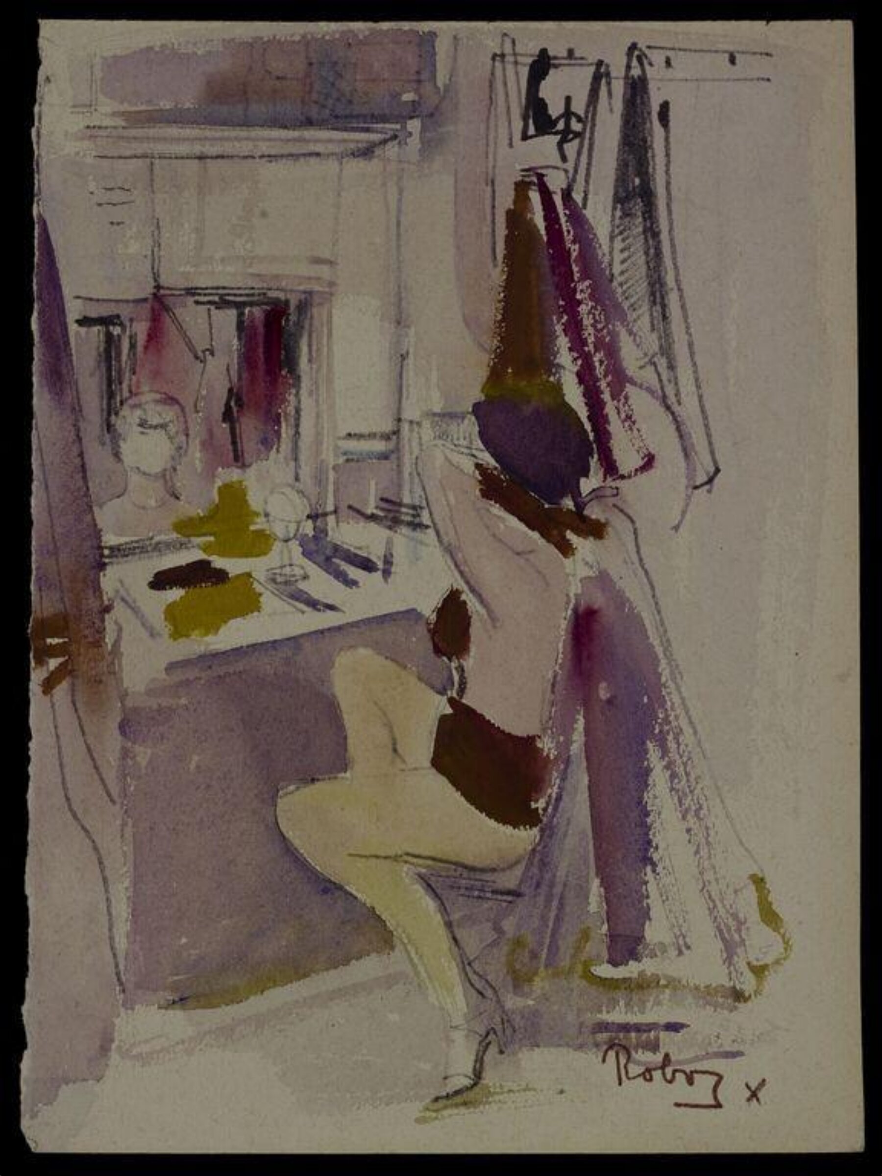 Dressing room backstage at the Windmill Theatre, Zsuzsi Roboz, 1964