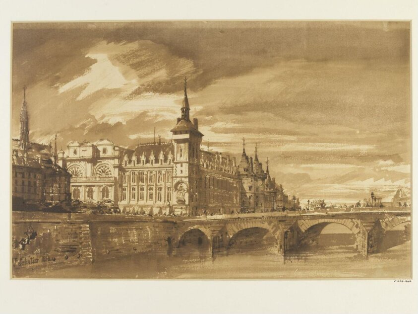 View of the Pont au Change and the Palais de Justice, Paris (1856) by François Victor Sabatier