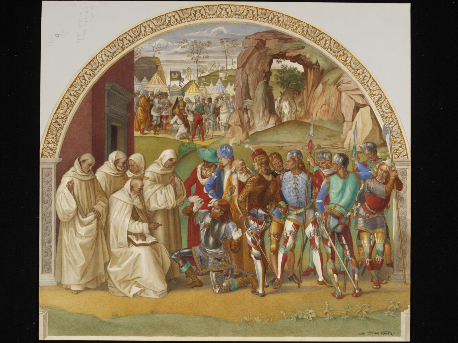 St Benedict and the False King Totila, Edward Kaiser, 1872
